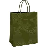 Пакет подарочный 11*14*6,5см "Green pattern" выб. лак, матовая ламинация MESHU/Рельеф