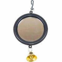 Игрушка д/птиц Zoo-M Зеркало большое с колокольчиком блистер серое/5014/Дарэлл