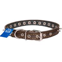 Ошейник кожа 20мм с украшением и шипами на фетре 44-46см/40632/Бим