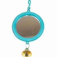 Игрушка д/птиц Zoo-M Зеркало большое с колокольчиком блистер бирюзовое/5014/Дарэлл