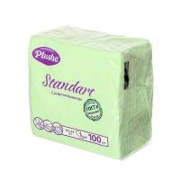 Салфетки бумажные 1 слой "Plushe Standart" 24*24см микротиснение салатовый 100 листов 9896-6