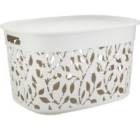 Коробка д/хранения ФЛОРА 25л белый ротанг с крышкой М2364 /5шт/М-пласт 
