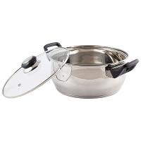 Кастрюля 3,9л нерж.сталь с крышкой (стекло) бакелит ручки/8шт/004283