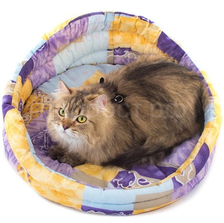 Лежанка круглая стеганая с подушкой хлопок разноцветная 70*70*22см/9134