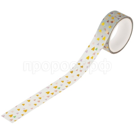 Клейкая лента декоративная 1,5см*3м MESHU "Small hearts" /MS_36867/Рельеф