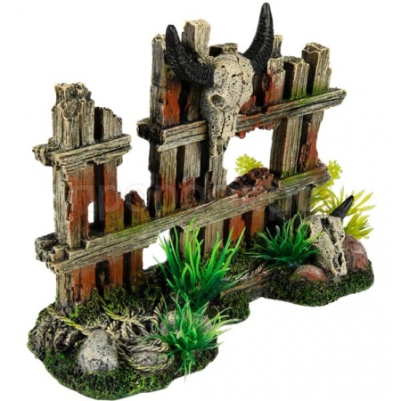 Грот AQUA DELLA Череп с рогами на ограде коричневый 19.2x7.5x13.5см (Бельгия) 234/448977