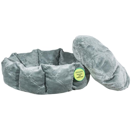 Лежанка круглая с подушкой серая 52*20см