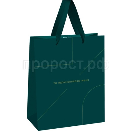 Пакет подарочный 33*42*12см "Monocolor. Emerald" отд. фольгой мат. ламинация MESHU/Рельеф