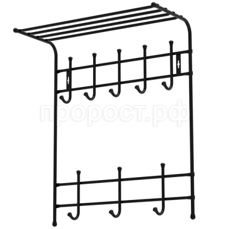Вешалка настенная с полкой 590х270х710мм (8 крючков) черный ВПТ8/Ч /8шт 