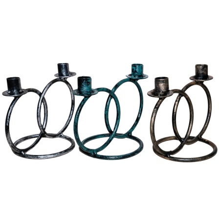 ДЕКОР Подсвечник Кольцо 2 свечи антик зеленый РЗДИ/1шт