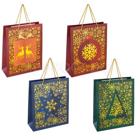 Пакет подарочный Новогоднее поздравление М 25*32*11см 110424