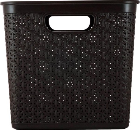 Корзина д/хранения Keeplex Rattan 21л с крышкой квадрат. темный каштан KL1305 /6шт/ПР