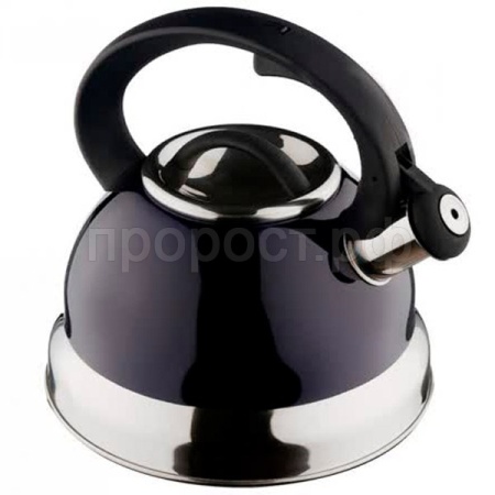 Чайник 2,5л Индиго ЗЕРКАЛЬНАЯ ПОЛОСА со свистком КТ-146B /12шт/Катунь