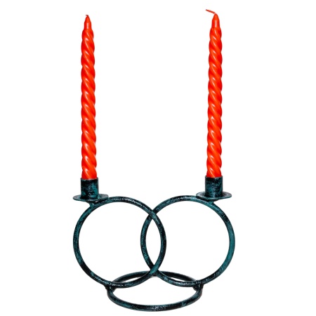 ДЕКОР Подсвечник Кольцо 2 свечи антик зеленый РЗДИ/1шт