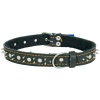 Ошейник кожа 25мм с украшением и шипами на фетре 38-40см/40786