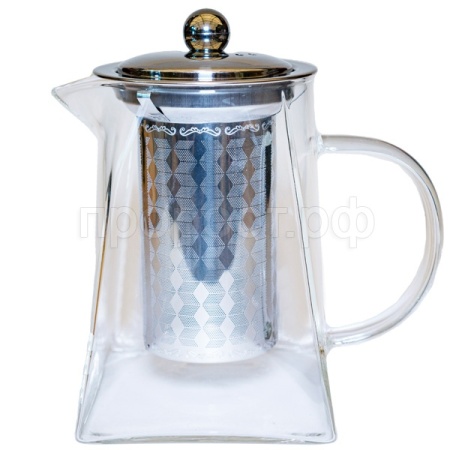 Чайник-заварник 0,75л Кувшин квадрат стекло с ситечком метал. AST-006-Н-703 /60шт/ASTELL 