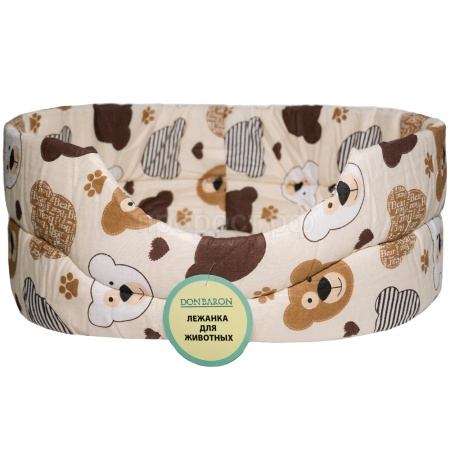 Лежанка овальная стеганая поролоновая хлопок ЗОО МИКС 42*34*18см/DONBARON