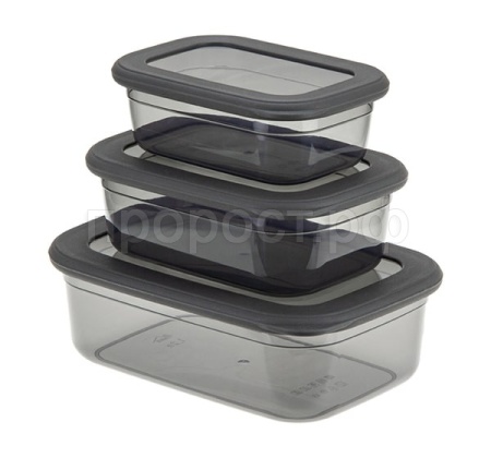 Контейнер для продуктов (0,4+0,7+1,2л) РЕСПЕКТ графитовый М1264