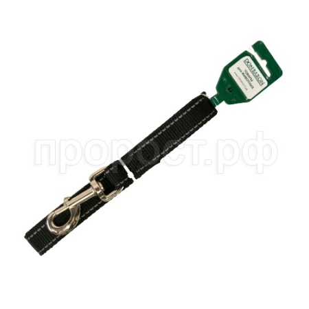 Поводок капрон 25мм*2м черный со светоотражающими полосами DONBARON