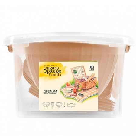 Набор д/пикника Vanilla 4 персон (14 предметов) латте SE1812/8шт/ПР