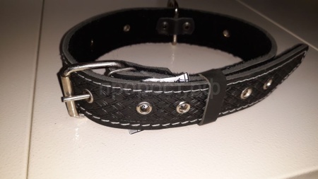 Ошейник кожа 35мм безразмерный с пластиной на фетре 58-62см/41295