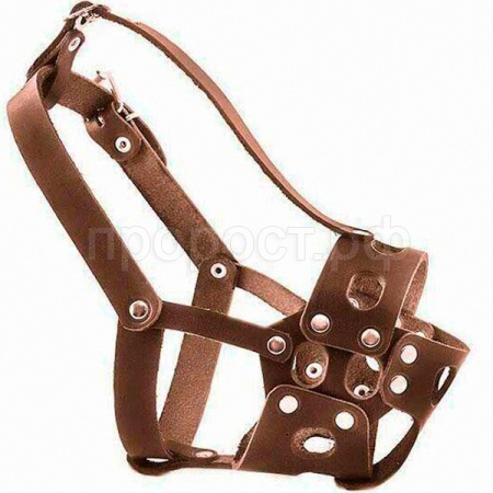 Намордник кожа №Б-1 вырубной с застёжкой "ошейником" щенок боксер коричневый 050010кор/Дарэлл