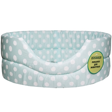 Лежанка овальная стеганая поролоновая хлопок Горох МИКС 52*46*20см/DONBARON