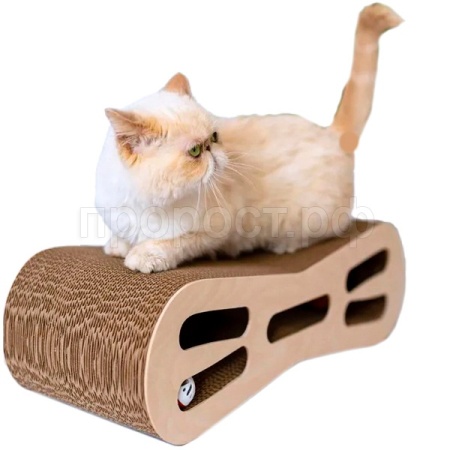 Когтеточка-лежанка Зверье мое картон восьмерка средняя с игрушкой 53*21*16см