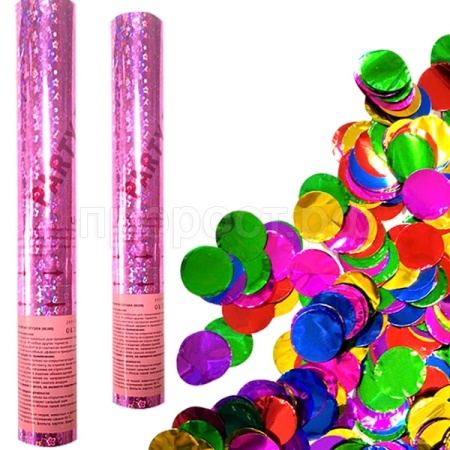 Хлопушка пневматическая 30см в розовой металлической тубе, фольга Поиск /Рельеф